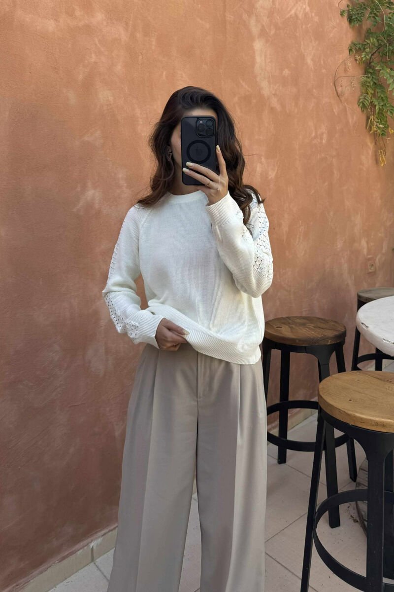ONE COLOR SIMPLE WOMEN SWEATER WHITE-E BARDHE - 4