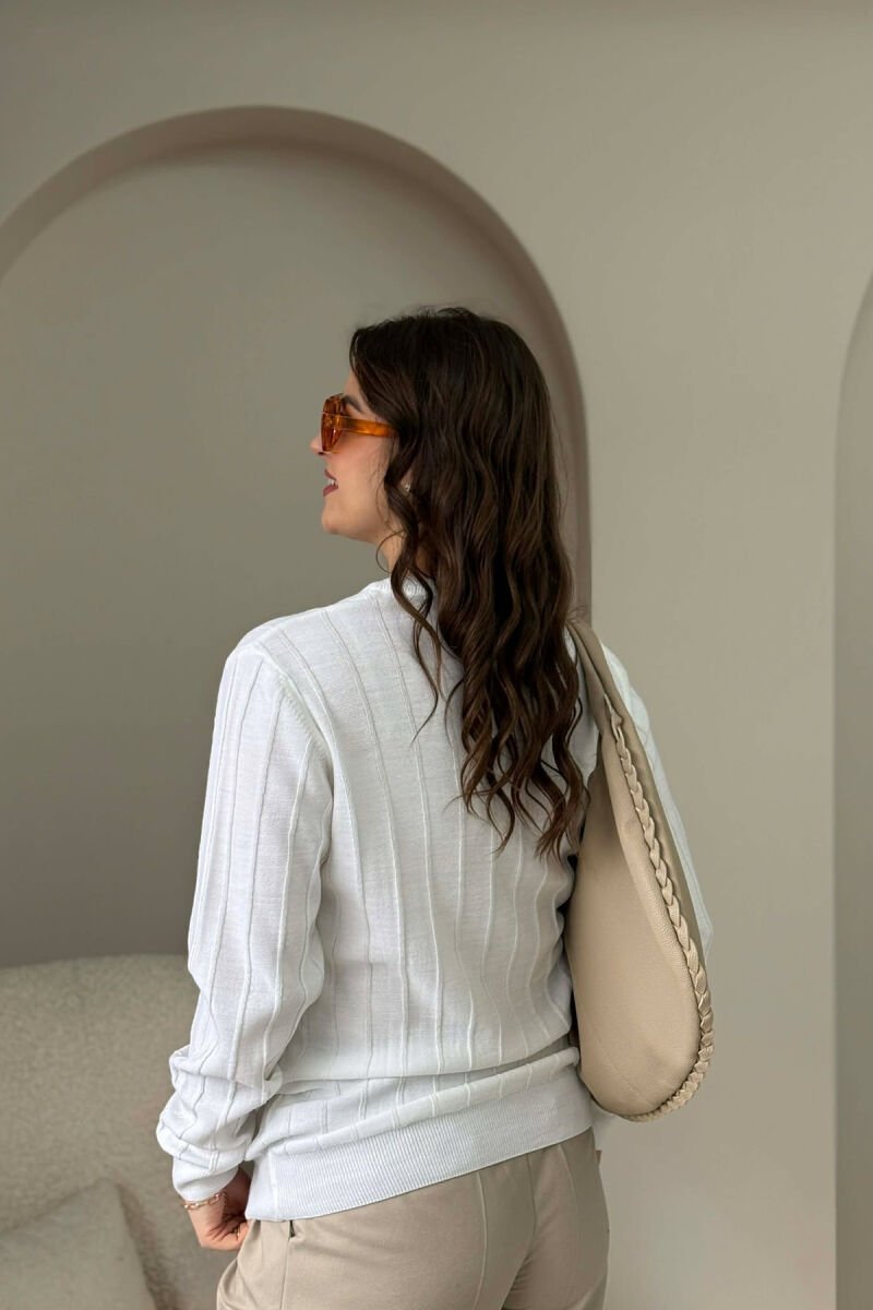 ONE COLOR SIMPLE WOMEN SWEATER WHITE-E BARDHE - 5