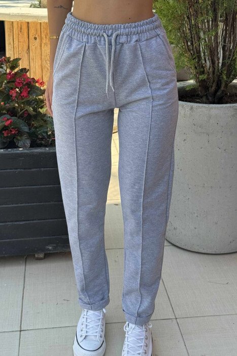 ONE COLOR SIMPLE WOMEN SWEATPANTS GREY/GRI - 4