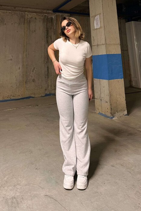 ONE COLOR SIMPLE WOMEN SWEATPANTS LIGHT GREY/GZ 