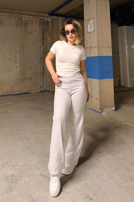 ONE COLOR SIMPLE WOMEN SWEATPANTS LIGHT GREY/GZ - 2