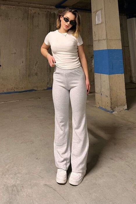 ONE COLOR SIMPLE WOMEN SWEATPANTS LIGHT GREY/GZ - 3