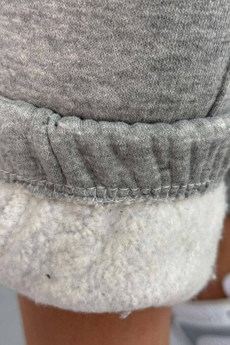 ONE COLOR FLUFFY WOMEN SWEATPANTS LIGHT GREY/GZ - 4