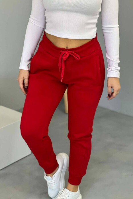 ONE COLOR SIMPLE WOMEN SWEATPANTS RED/E KUQE - 5