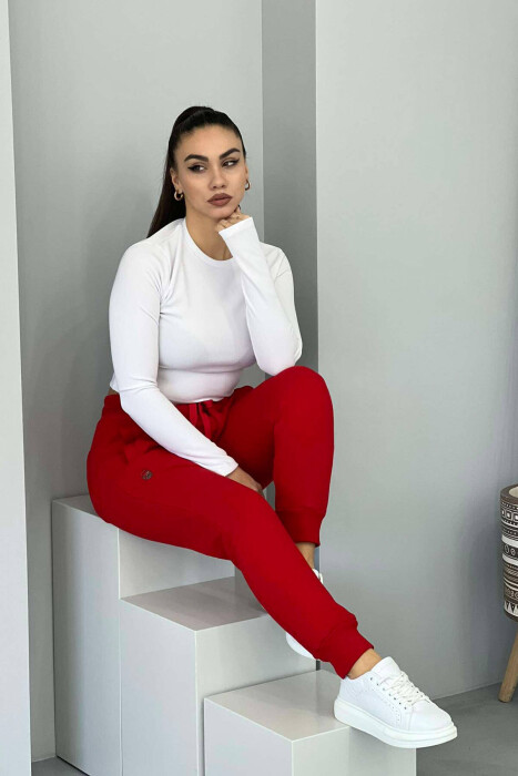 ONE COLOR SIMPLE WOMEN SWEATPANTS RED/E KUQE - 6
