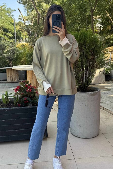 ONE COLOR SIMPLE WOMEN SWEATSHIRT MINT/MENTE 