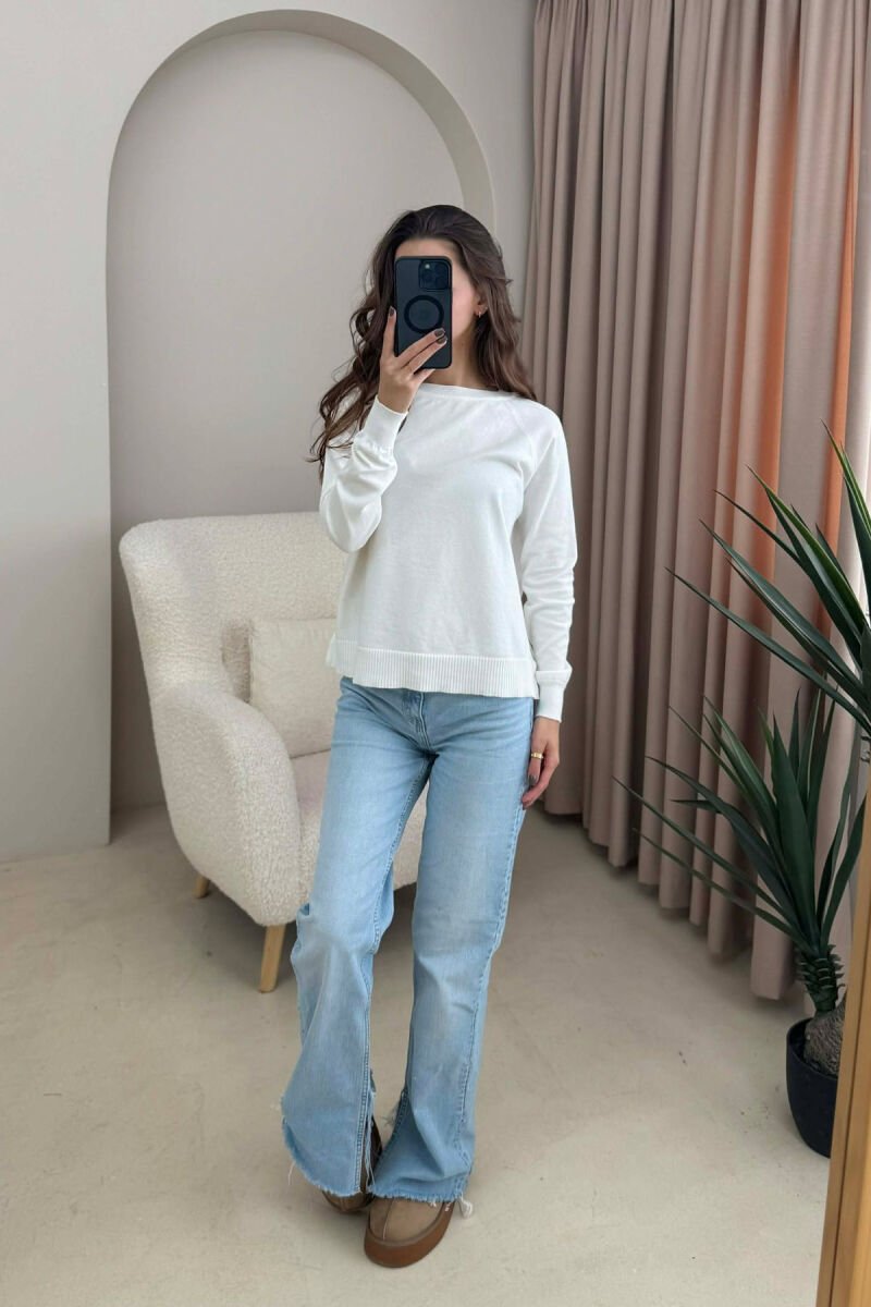 ONE COLOR SIMPLE WOMEN SWEATER WHITE-E BARDHE - 4