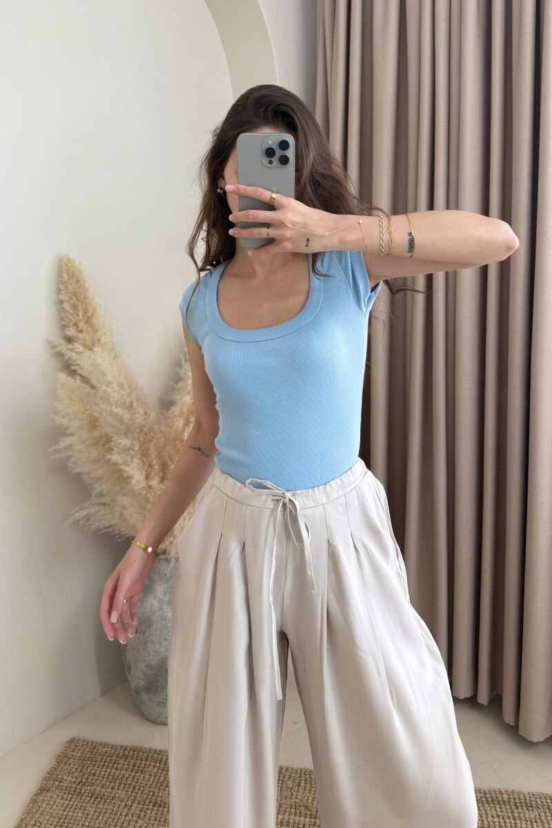 ONE COLOR SIMPLE WOMEN T-SHIRT BABY BLUE/BLU BY - 4
