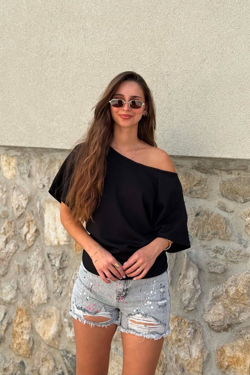 ONE COLOR SIMPLE WOMEN T-SHIRT BLACK/ E ZEZE - 3