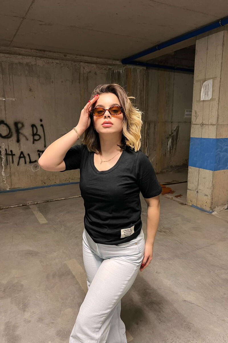 ONE COLOR SIMPLE WOMEN T-SHIRT BLACK/ E ZEZE - 1