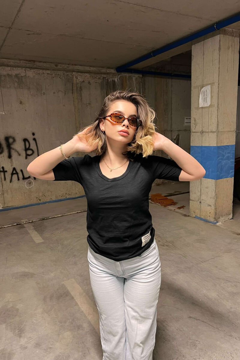 ONE COLOR SIMPLE WOMEN T-SHIRT BLACK/ E ZEZE - 2