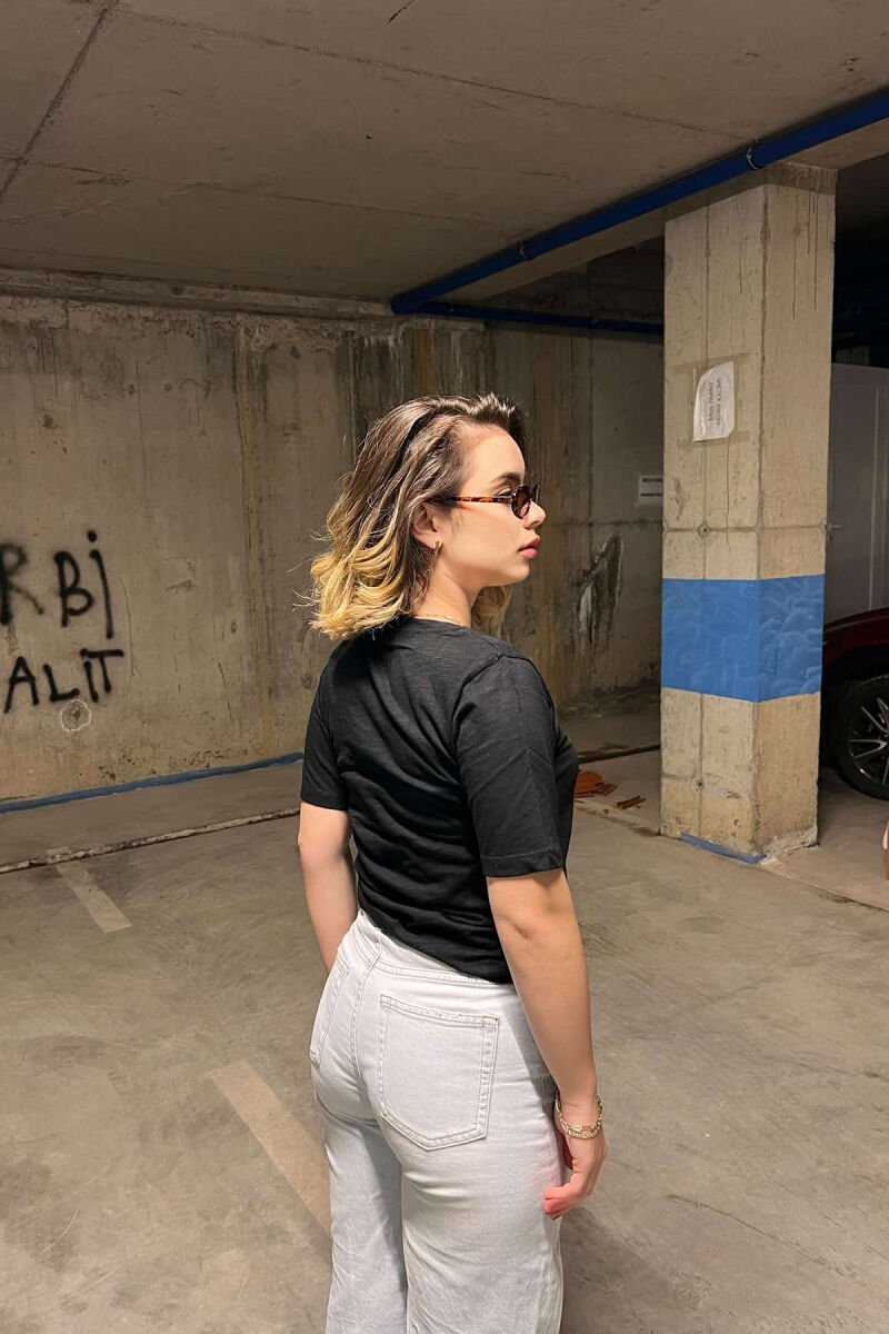 ONE COLOR SIMPLE WOMEN T-SHIRT BLACK/ E ZEZE - 3