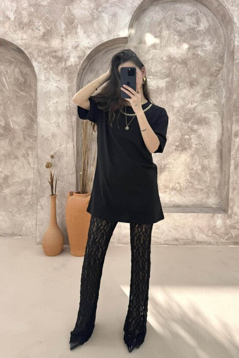 ONE COLOR SIMPLE WOMEN T-SHIRT BLACK/ E ZEZE - 1