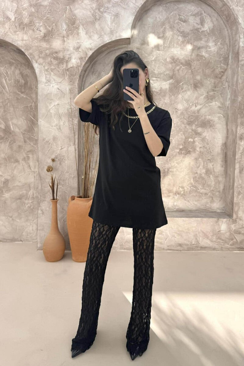 ONE COLOR SIMPLE WOMEN T-SHIRT BLACK/ E ZEZE - 1