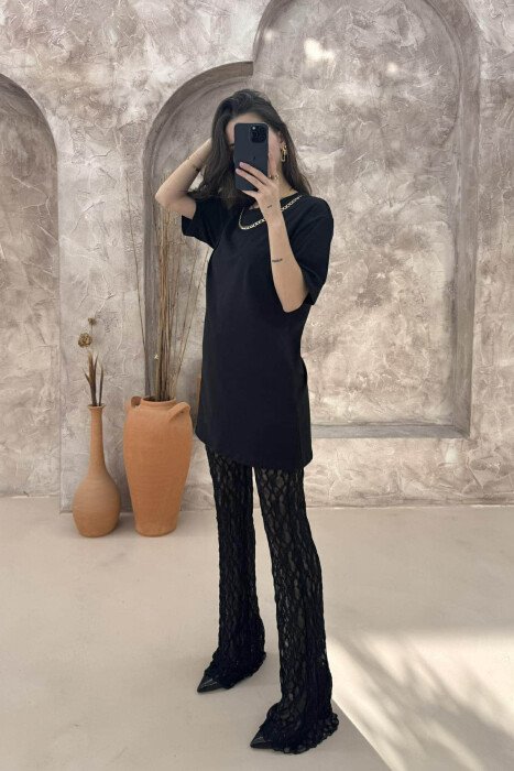 ONE COLOR SIMPLE WOMEN T-SHIRT BLACK/ E ZEZE - 2