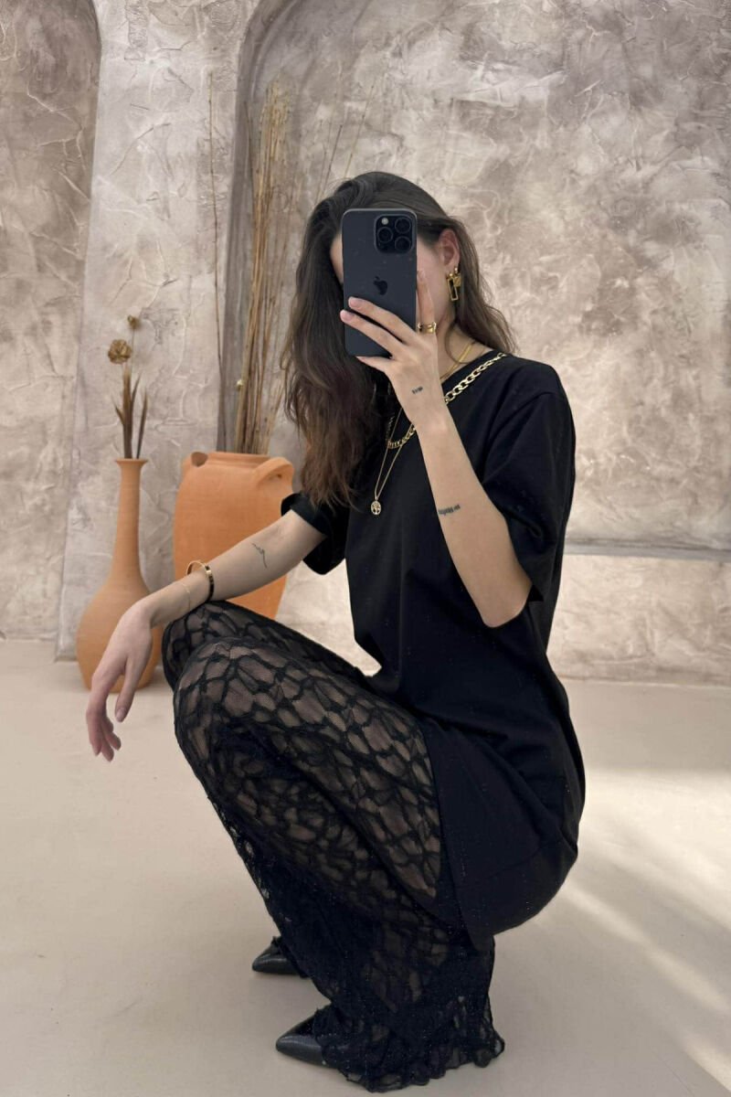 ONE COLOR SIMPLE WOMEN T-SHIRT BLACK/ E ZEZE - 3