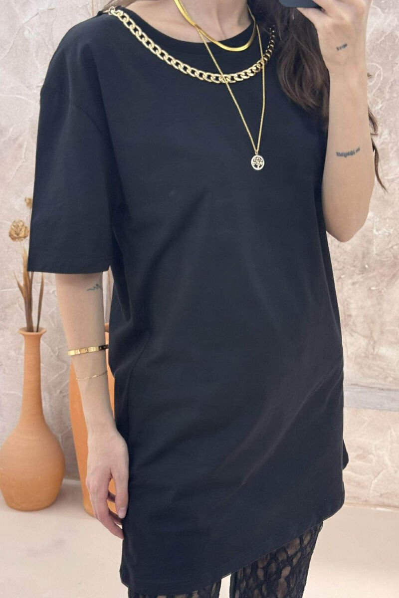 ONE COLOR SIMPLE WOMEN T-SHIRT BLACK/ E ZEZE - 4
