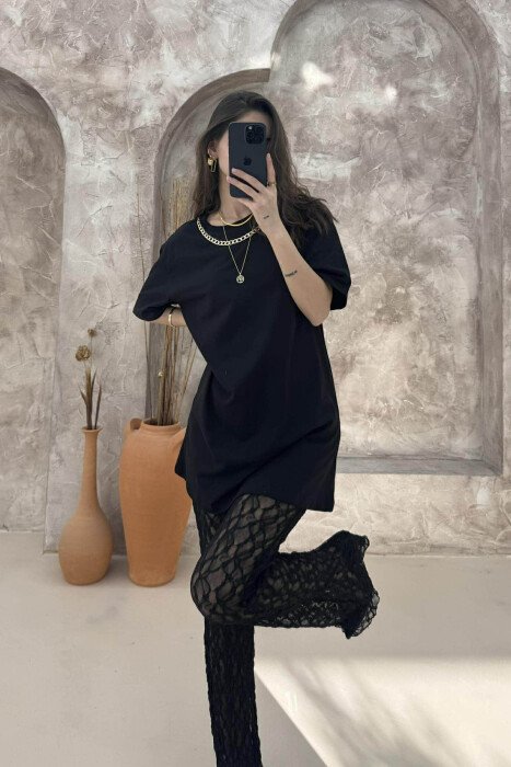 ONE COLOR SIMPLE WOMEN T-SHIRT BLACK/ E ZEZE - 6