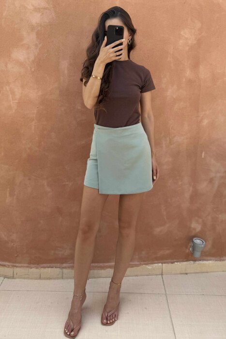 ONE COLOR SIMPLE WOMEN T-SHIRT BROWN/KAFE - 1