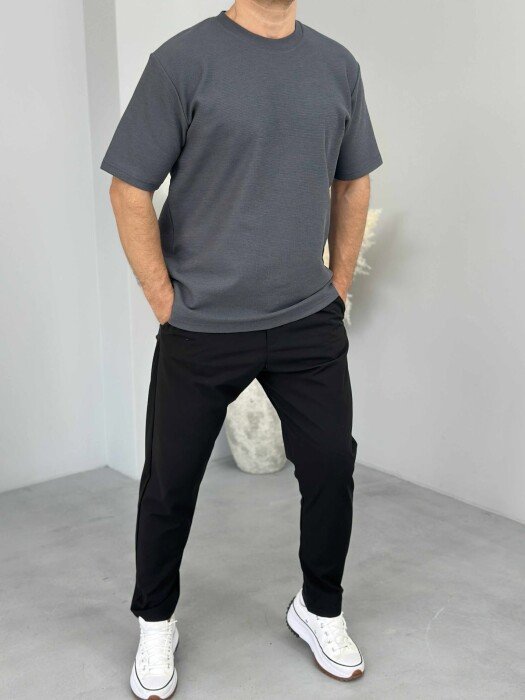 ONE COLOR SIMPLE MEN T-SHIRT DARK GREY/GEE - 2