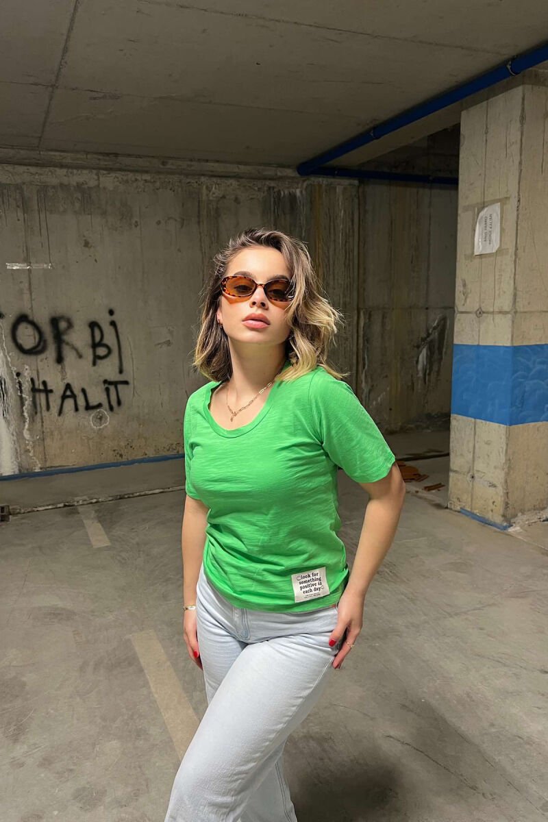ONE COLOR SIMPLE WOMEN T-SHIRT GREEN/JESHILE - 1