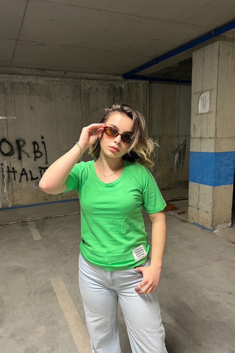 ONE COLOR SIMPLE WOMEN T-SHIRT GREEN/JESHILE - 4