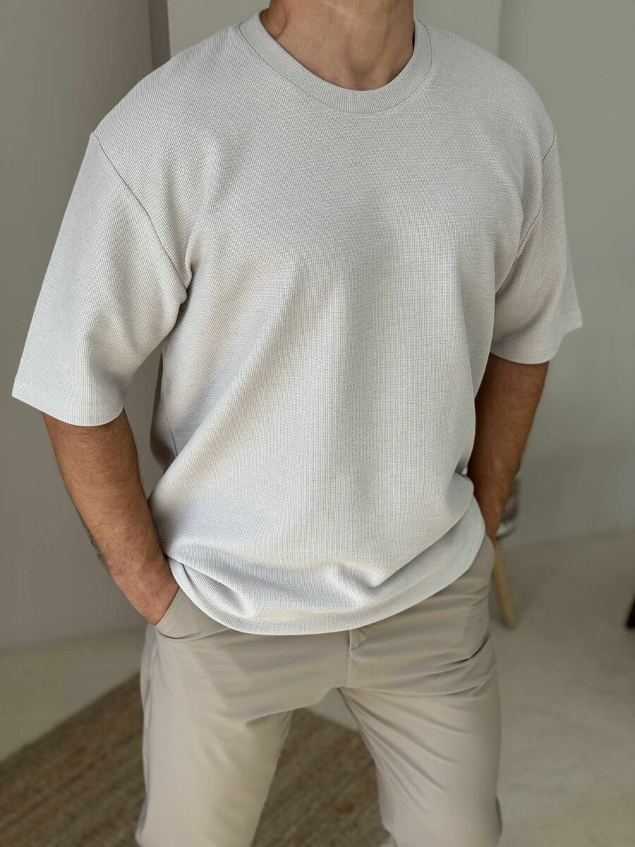 ONE COLOR SIMPLE MEN T-SHIRT LIGHT BEIGE/BZHZB - 1
