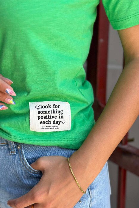ONE COLOR SIMPLE WOMEN T-SHIRT LIGHT GREEN/JEZB - 7