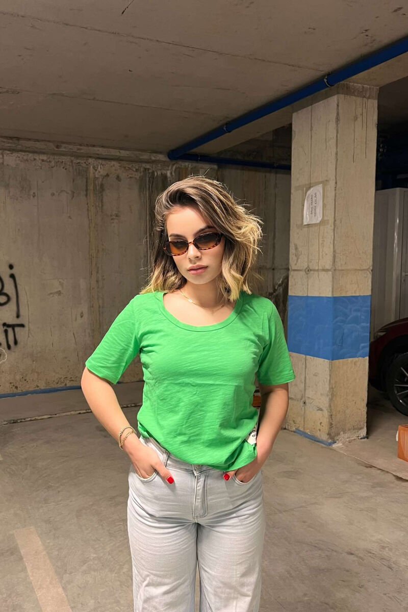 ONE COLOR SIMPLE WOMEN T-SHIRT LIGHT GREEN/JEZB - 1