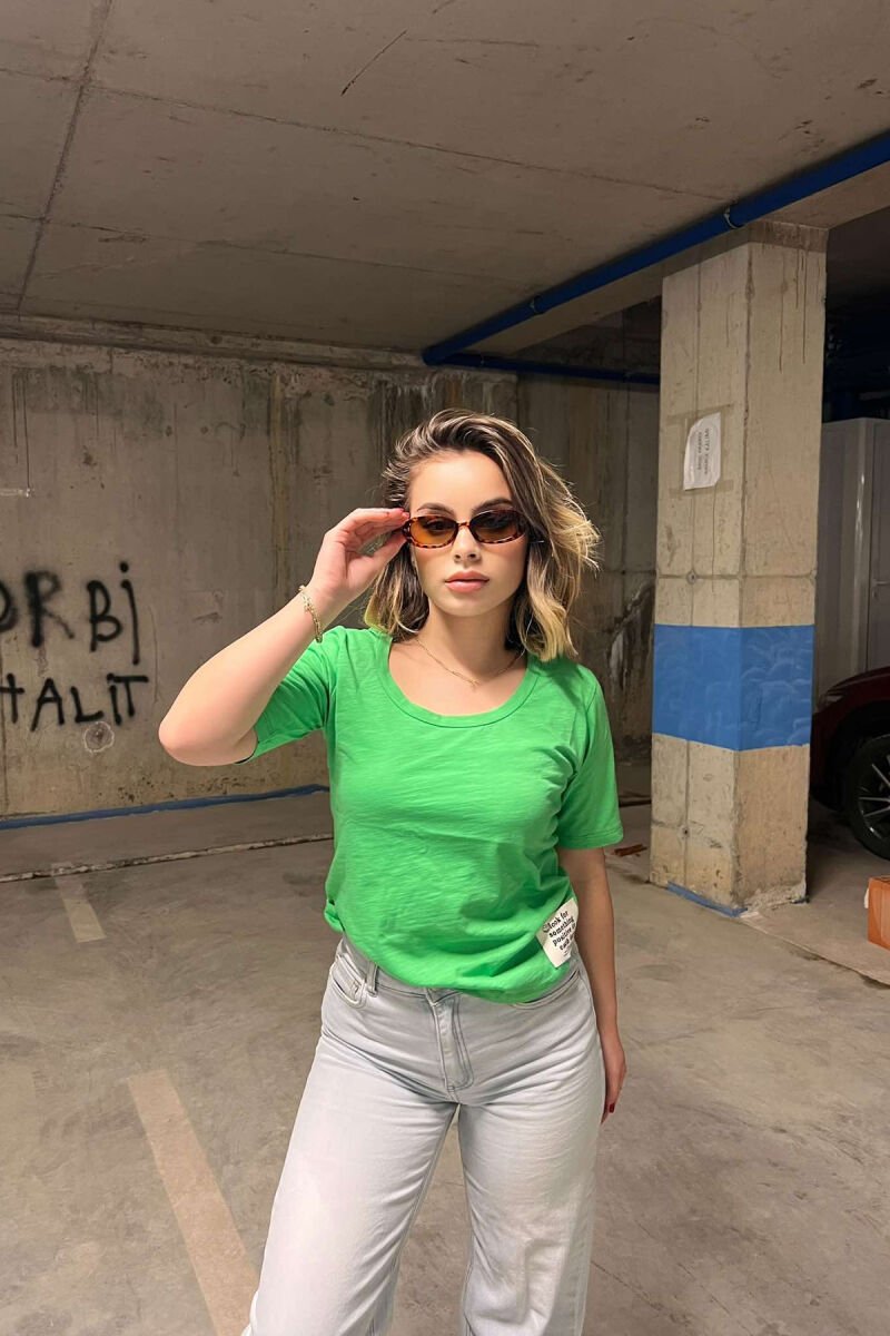 ONE COLOR SIMPLE WOMEN T-SHIRT LIGHT GREEN/JEZB - 4