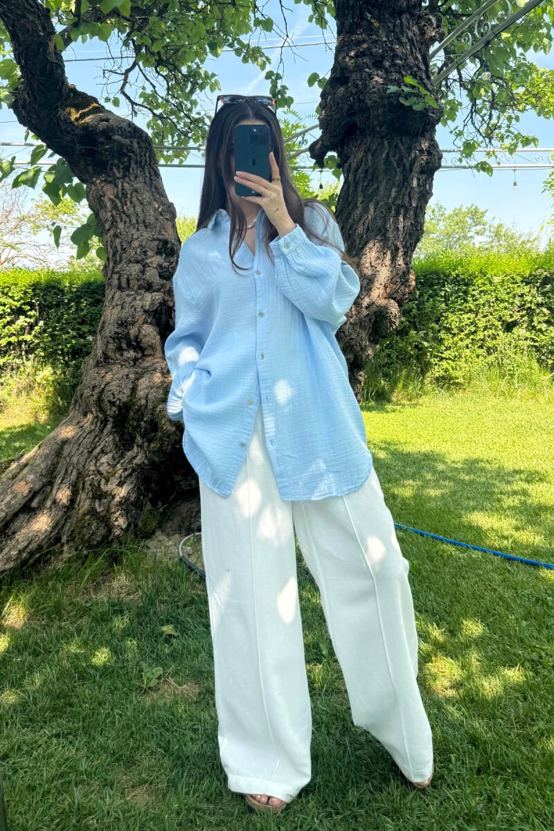 ONE COLOR SIMPLE WOMEN SHIRT LIGHTBLUE/BZ - 2