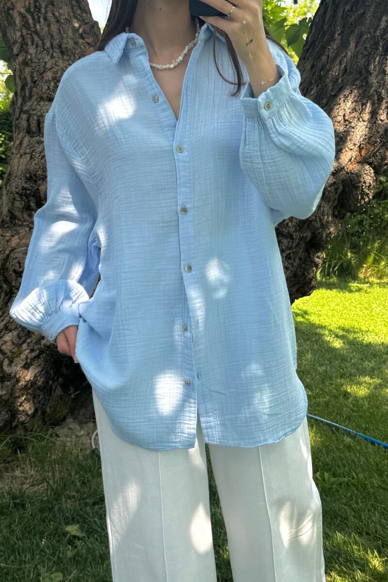 ONE COLOR SIMPLE WOMEN SHIRT LIGHTBLUE/BZ - 3