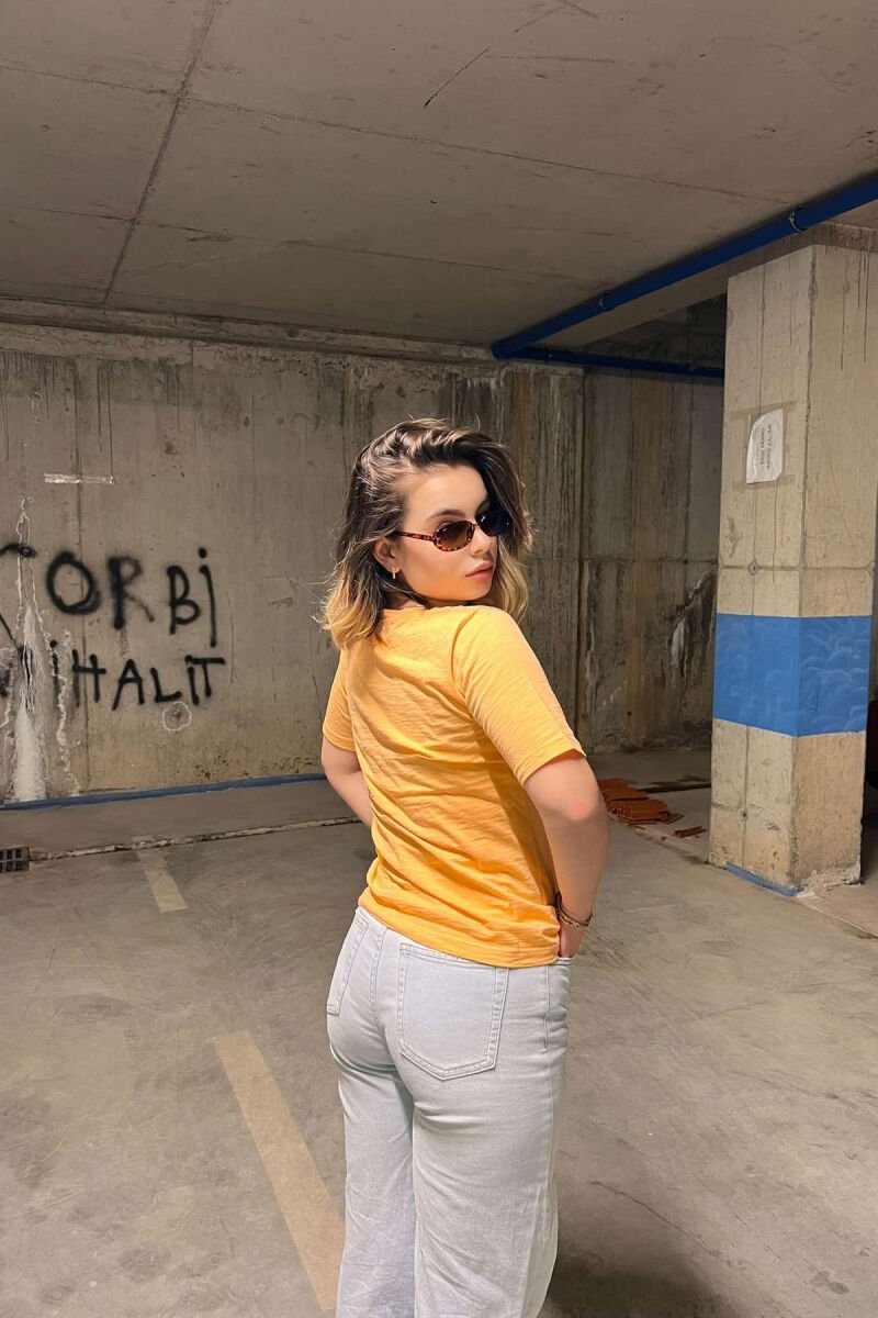 ONE COLOR SIMPLE WOMEN T-SHIRT ORANGE/PORTOKALLI - 2