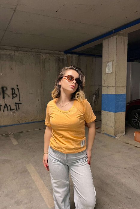 ONE COLOR SIMPLE WOMEN T-SHIRT ORANGE/PORTOKALLI - 3