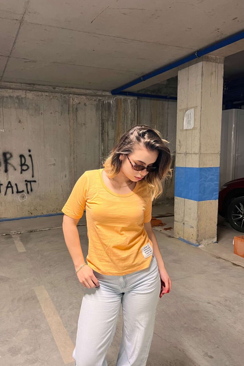 ONE COLOR SIMPLE WOMEN T-SHIRT ORANGE/PORTOKALLI - 4