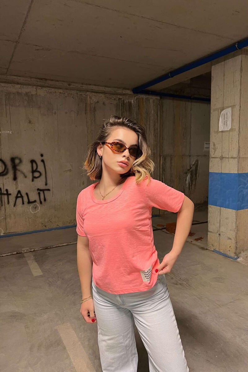 ONE COLOR SIMPLE WOMEN T-SHIRT PINK/ROZE - 3
