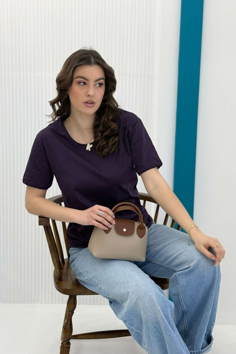 ONE COLOR SIMPLE WOMEN T-SHIRT + 6 PAIR SOCKS PURPLE/LEJLA - 2