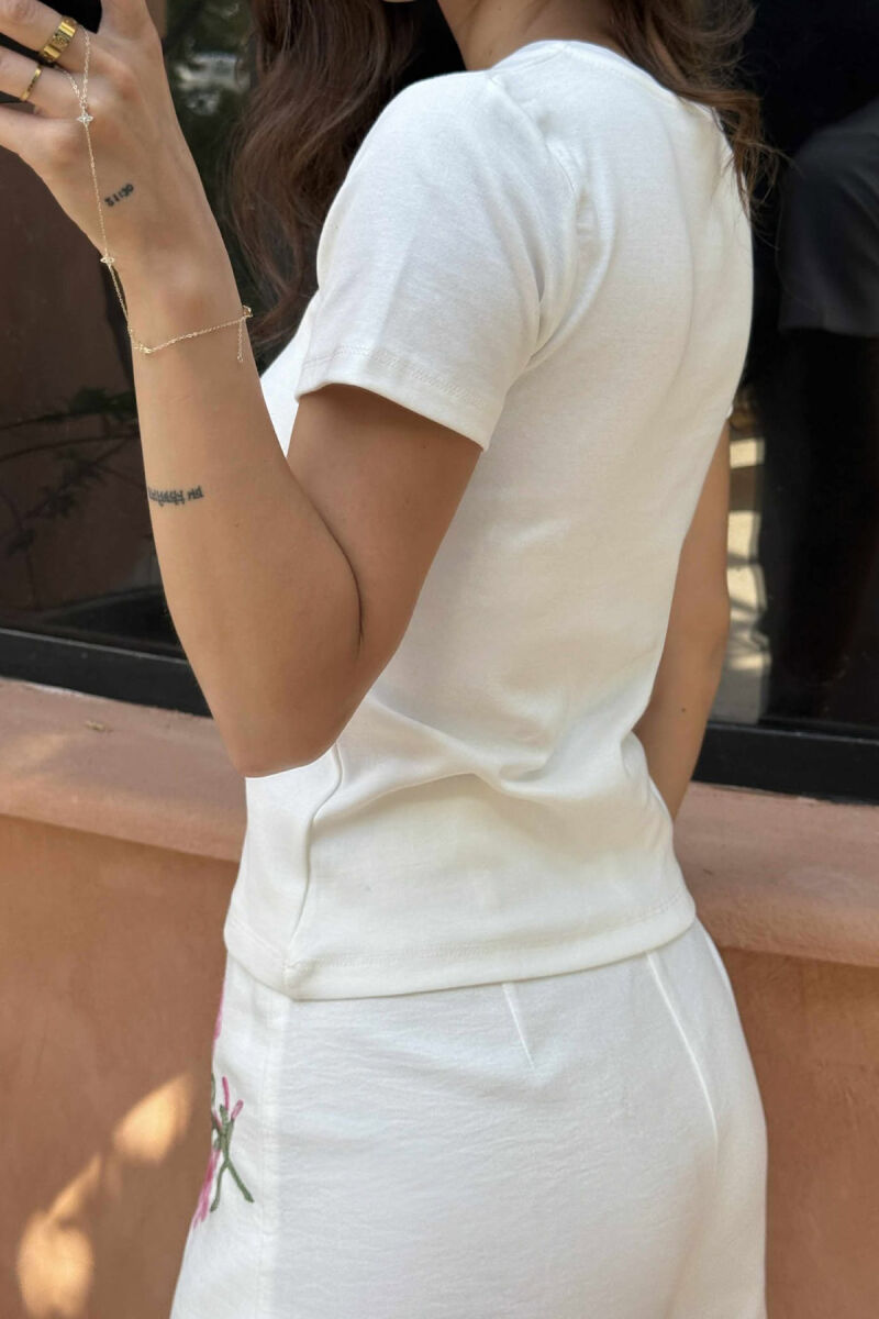 ONE COLOR SIMPLE WOMEN T-SHIRT WHITE-E BARDHE - 4
