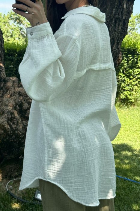 ONE COLOR SIMPLE WOMEN SHIRT WHITE-E BARDHE - 5