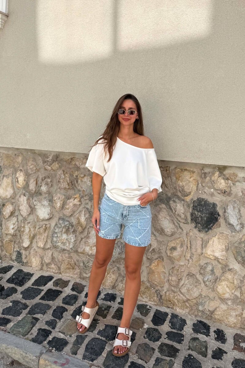 ONE COLOR SIMPLE WOMEN T-SHIRT WHITE-E BARDHE - 1