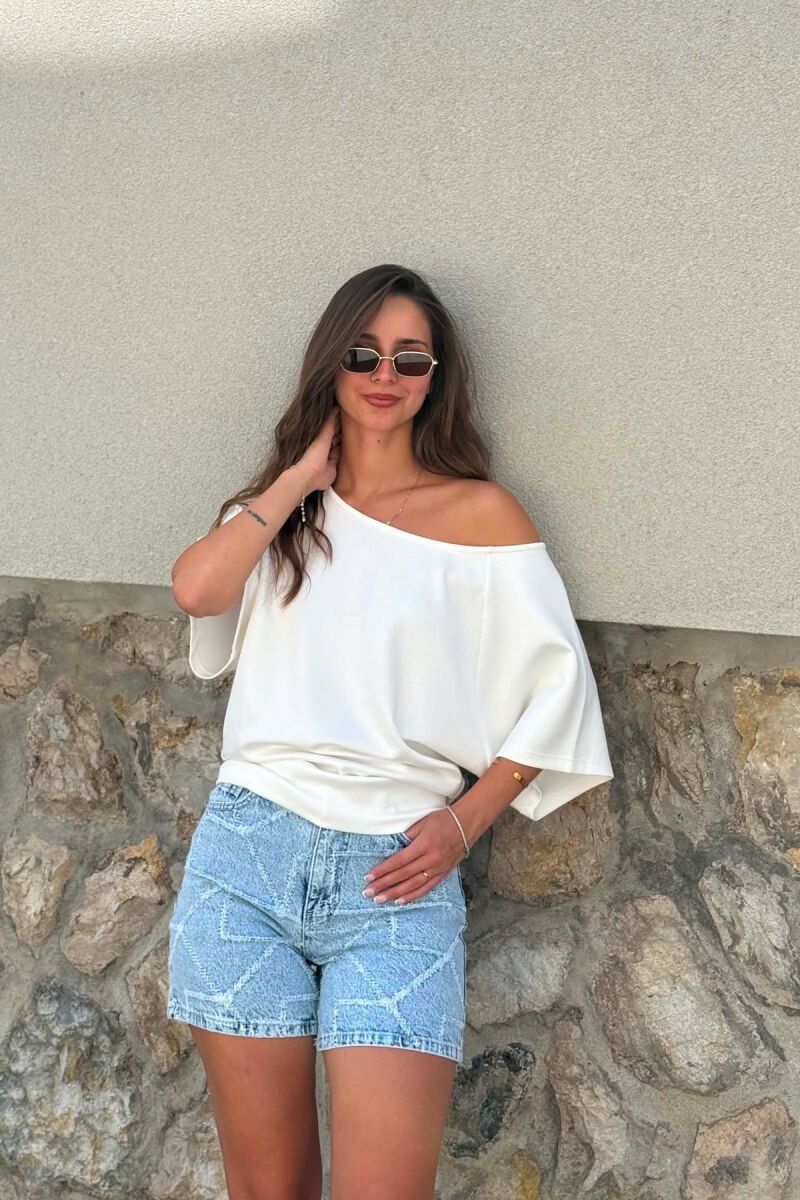 ONE COLOR SIMPLE WOMEN T-SHIRT WHITE-E BARDHE - 3