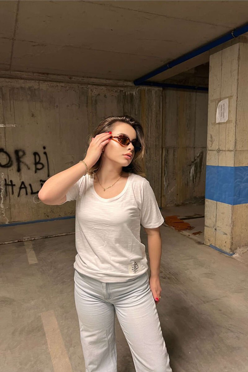 ONE COLOR SIMPLE WOMEN T-SHIRT WHITE-E BARDHE - 1