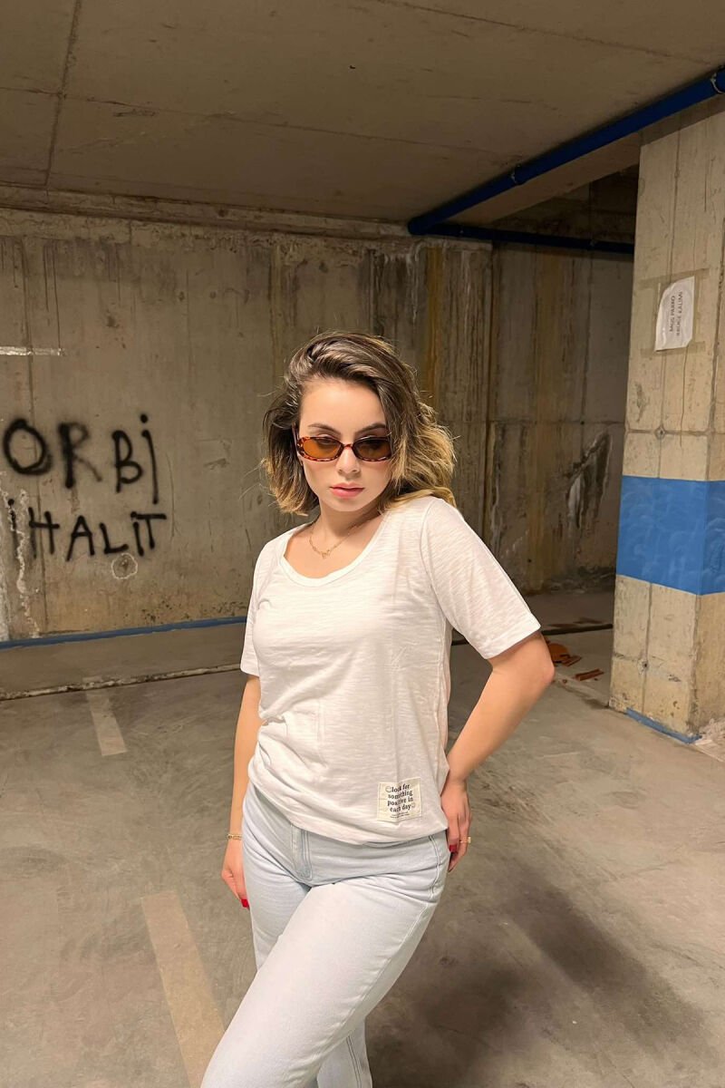 ONE COLOR SIMPLE WOMEN T-SHIRT WHITE-E BARDHE - 3
