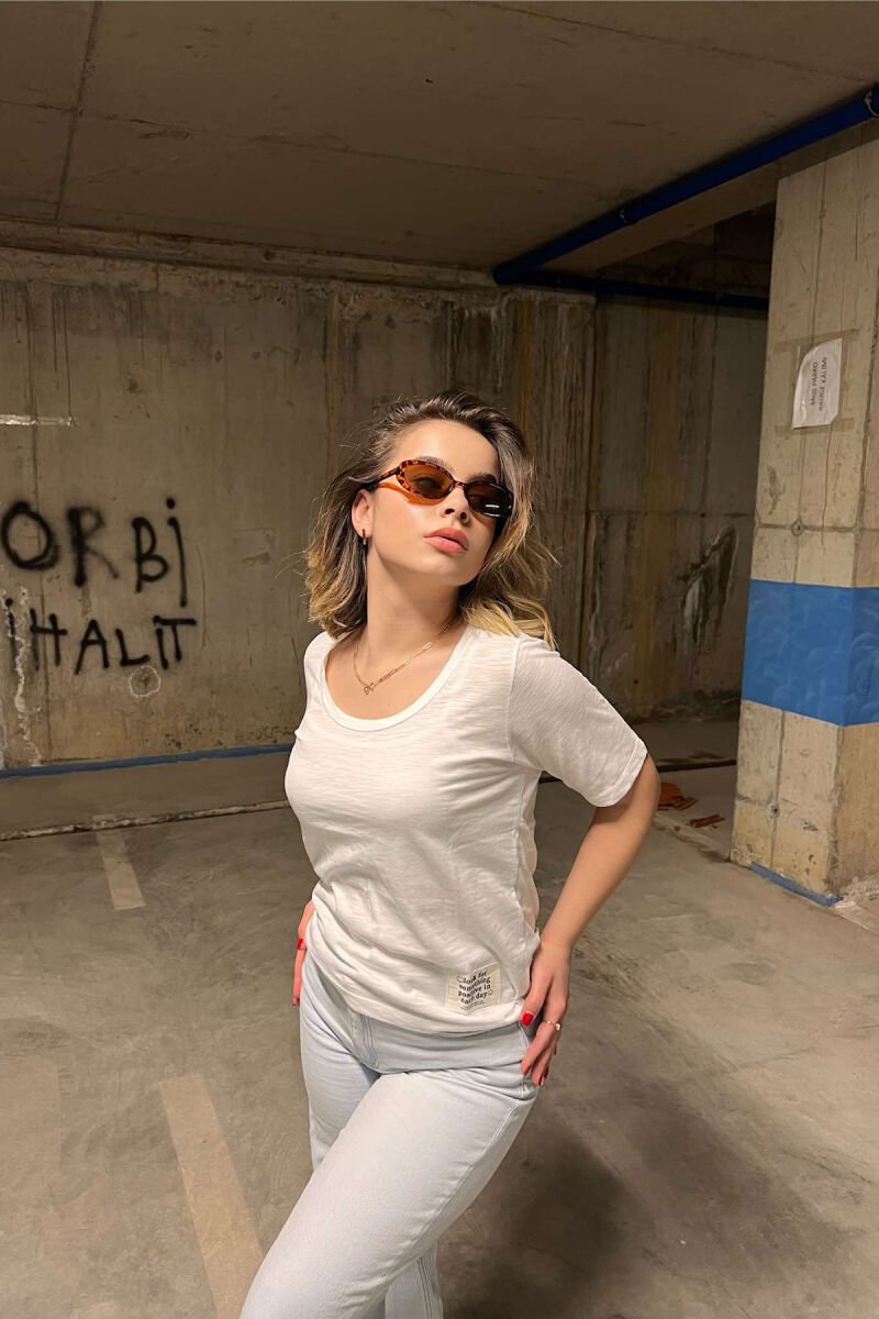 ONE COLOR SIMPLE WOMEN T-SHIRT WHITE-E BARDHE - 4