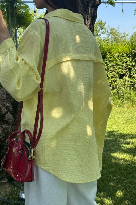 ONE COLOR SIMPLE WOMEN SHIRT YELLOW/E VERDHE - 4