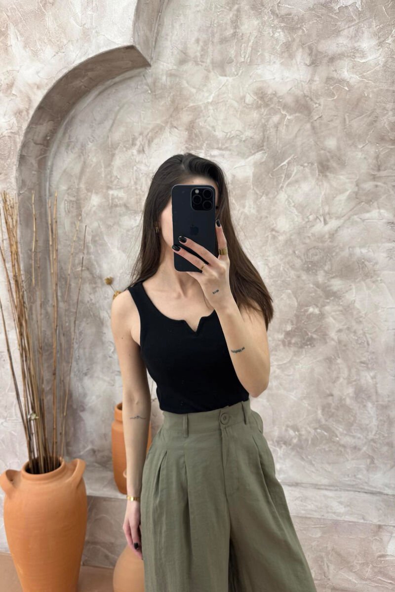 ONE COLOR SIMPLE WOMEN TANK TOP BLACK/ E ZEZE - 4