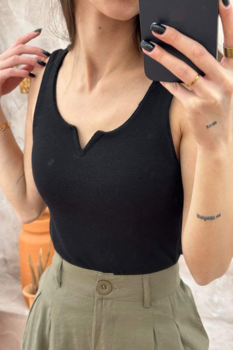 ONE COLOR SIMPLE WOMEN TANK TOP BLACK/ E ZEZE - 6