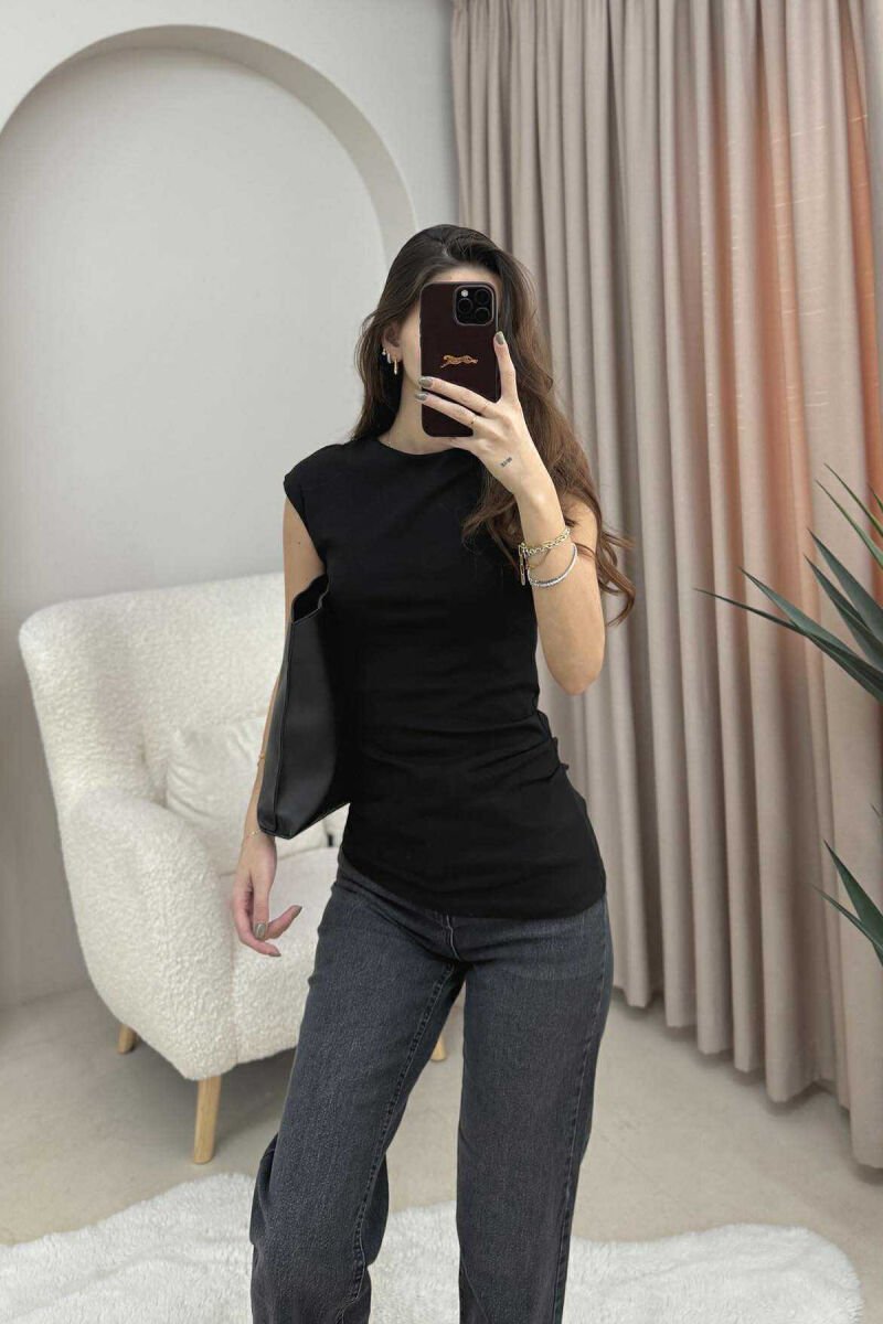ONE COLOR SIMPLE WOMEN TANK TOP BLACK/ E ZEZE - 1