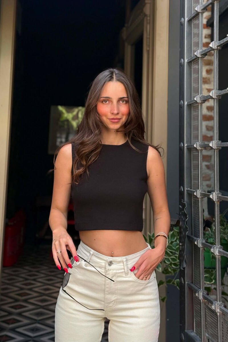 ONE COLOR SIMPLE WOMEN TANK TOP BLACK/ E ZEZE - 7
