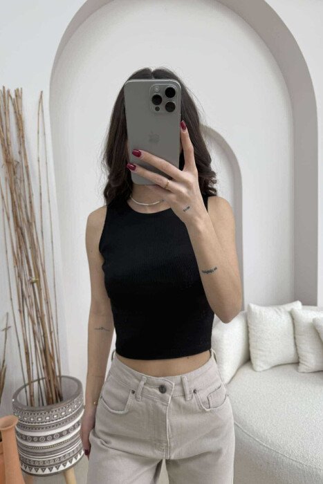 ONE COLOR SIMPLE WOMEN TANK TOP BLACK/ E ZEZE 